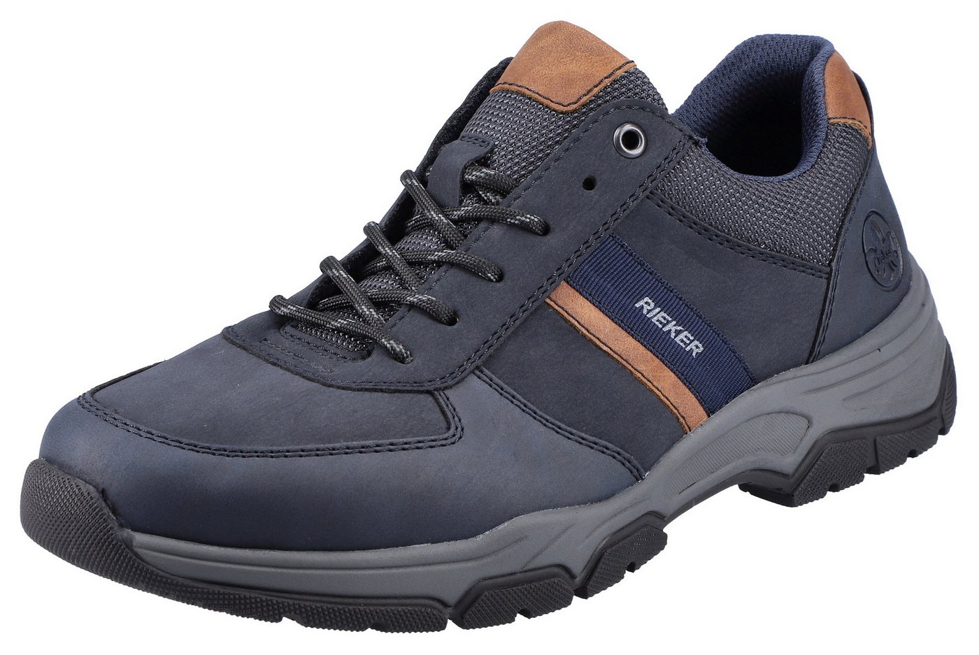 Rieker Sneaker, Freizeitschuh, Outdoorschuh, Schnürschuh mit gepolstertem Schaftrand (blau/braun)