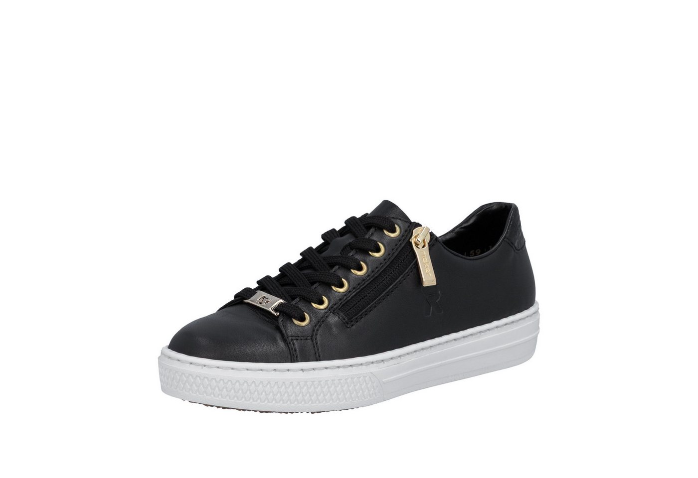 Rieker Sneaker mit Memosoft-Innensohle, Freizeitschuh, Halbschuh, Schnürschuh (schwarz)