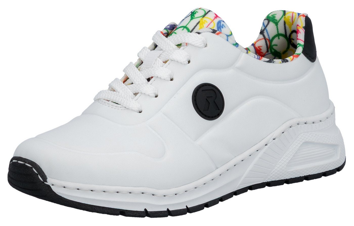 Rieker Sneaker mit MemoSoft-Innensohle, Freizeitschuh, Halbschuh, Schnürschuh (schwarz/weiß)