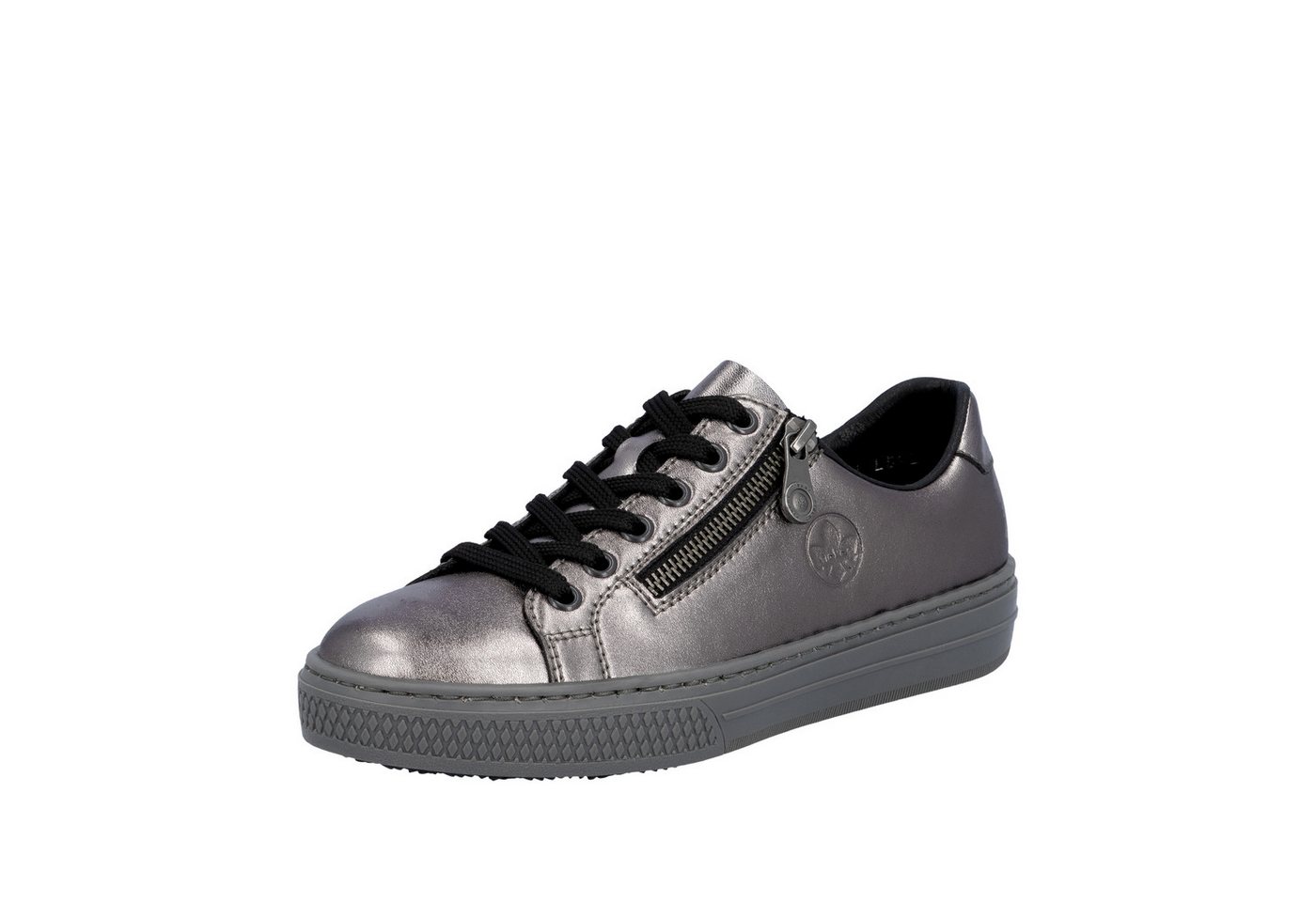 Rieker Sneaker mit Memosoft-Innensohle, Freizeitschuh, Halbschuh, Schnürschuh (silber)