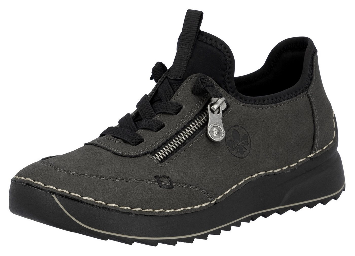Rieker Sneaker Schnürschuh, Halbschuh, Slipper mit Kontrastnaht
