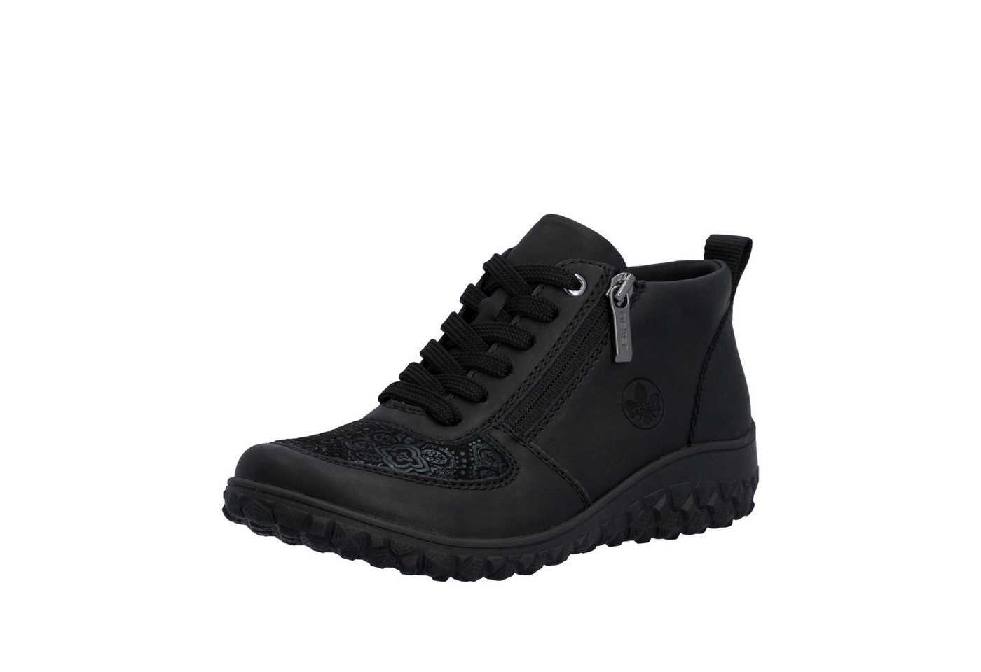 Rieker Sneakerboots High Top Sneaker, Schnürboots, Stiefelette mit floralem Muster (schwarz)