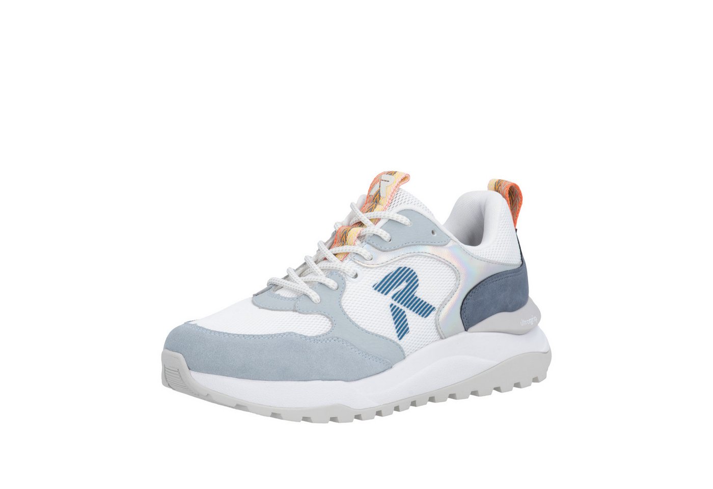 Rieker Sport Keilsneaker Schnürschuh, Freizeitsneaker, Halbschuh mit gepolstertem Schaftrand (blau/weiß)