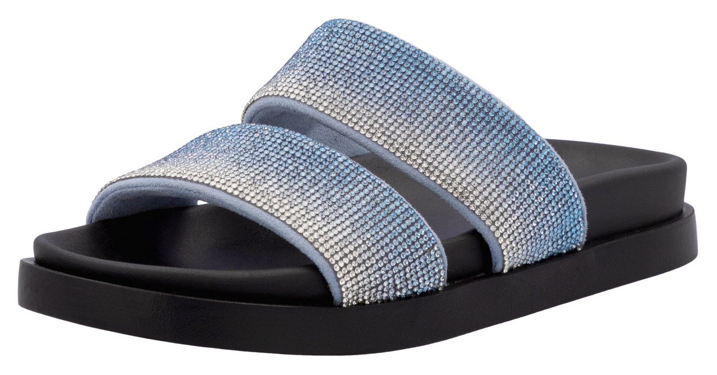 RIEKER Sport Pantolette, Sommerschuh, Strandschuh, Schlappen, Poolslides im Glitzer-Look
