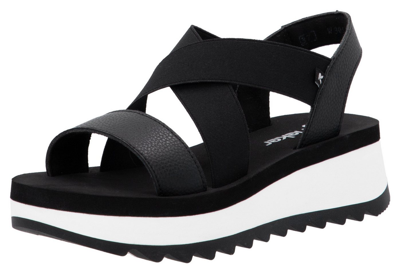 RIEKER Sport Plateausandale Riemchensandalette, Sommerschuh, Schlupfschuh mit Gummizügen