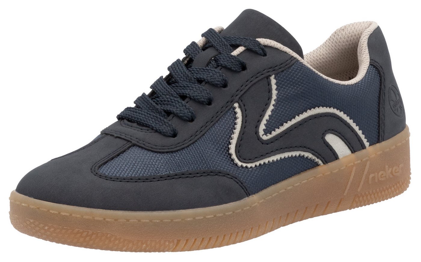 RIEKER Sport Plateausneaker, Freizeitschuh, Halbschuh, Schnürschuh in veganer Verarbeitung (blau)