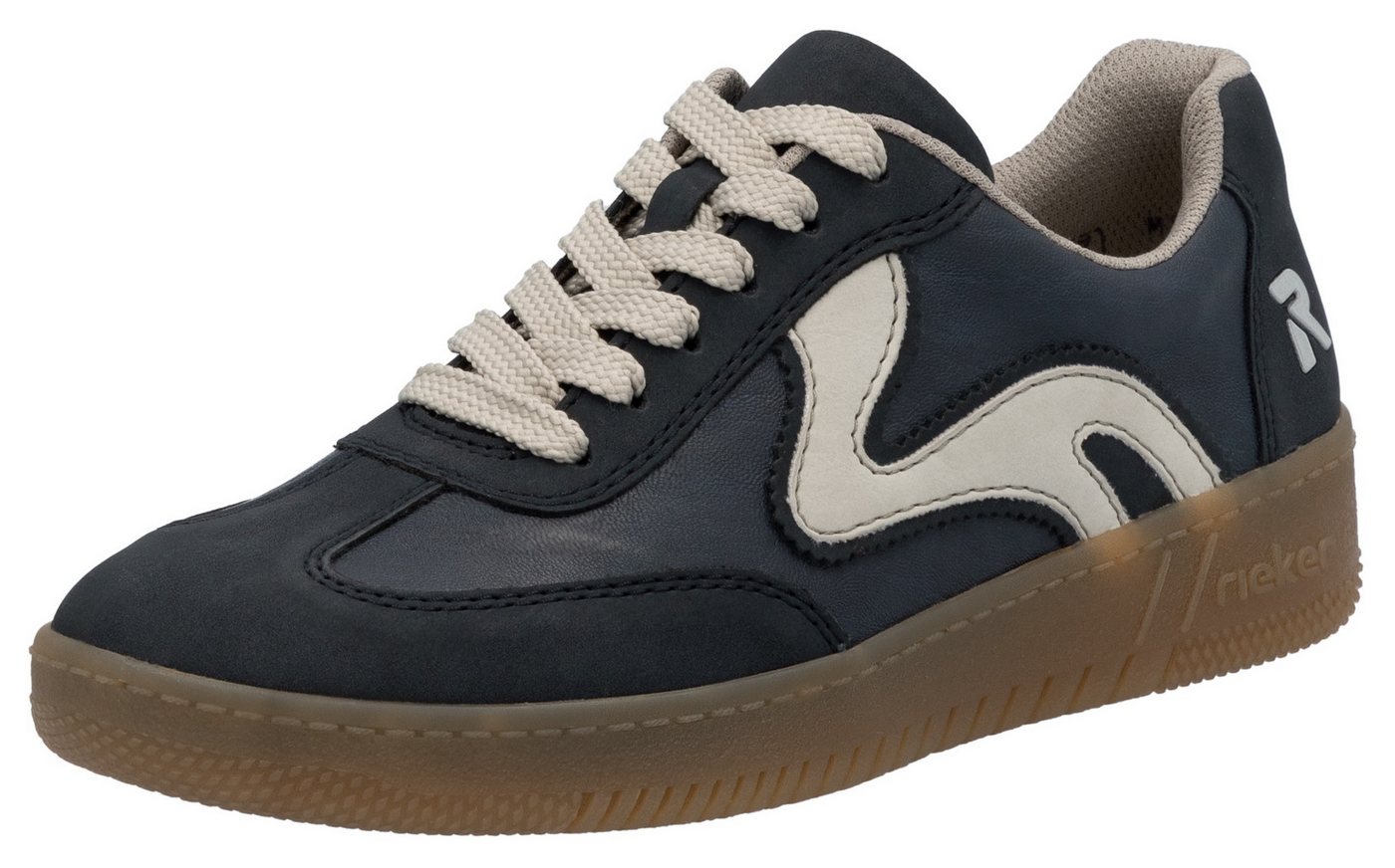 RIEKER Sport Plateausneaker, Freizeitschuh, Halbschuh, Schnürschuh in veganer Verarbeitung (blau/grau)