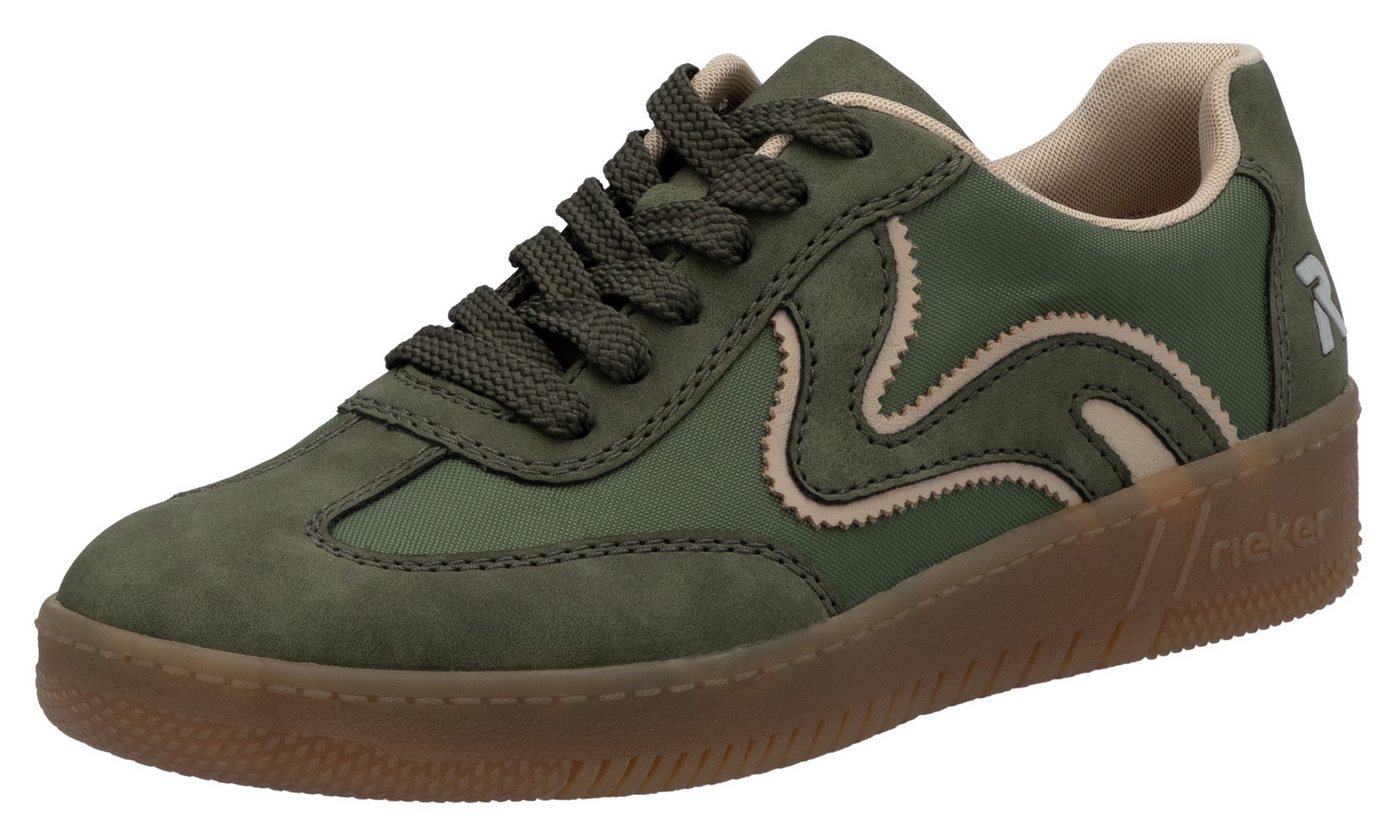 RIEKER Sport Plateausneaker, Freizeitschuh, Halbschuh, Schnürschuh in veganer Verarbeitung (grün)