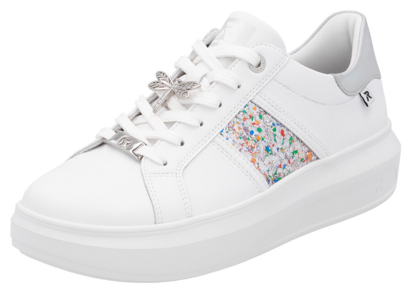 RIEKER Sport Plateausneaker mit stylischen Metallic-Details, Freizeitschuh, Halbschuh, Schnürschuh
