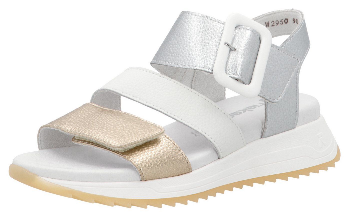 Rieker Sport Riemchensandale Sommerschuh, Klettschuh, Outdoorsandale mit weichem Fußbett (gold/silber/weiß)