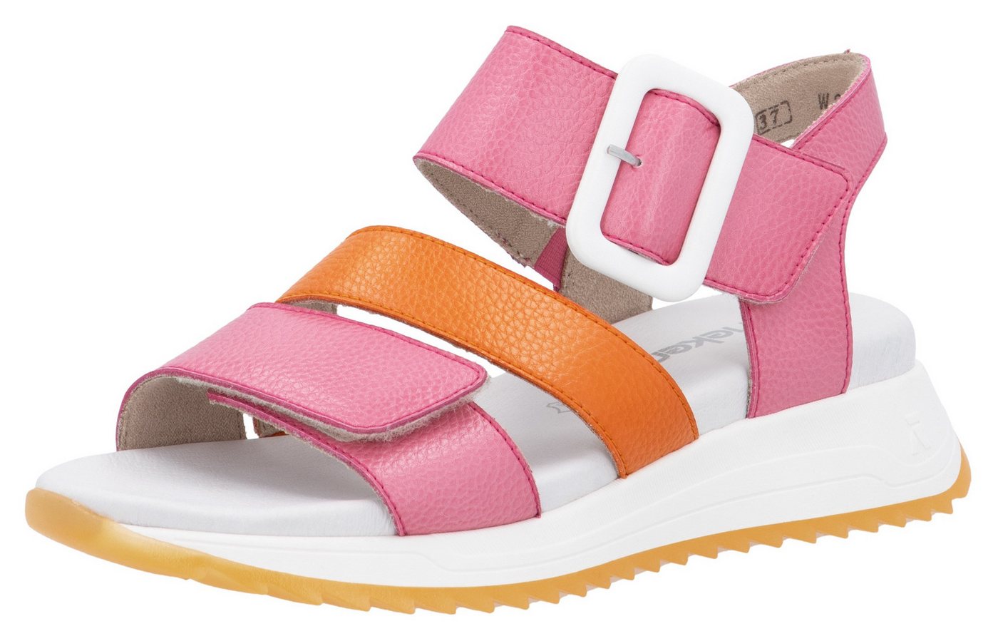 Rieker Sport Riemchensandale Sommerschuh, Klettschuh, Outdoorsandale mit weichem Fußbett (orange/rosa)