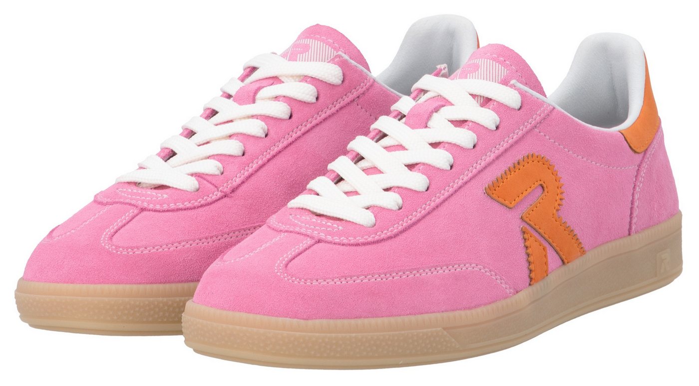 RIEKER Sport San Diego Swing2GO Sneaker Retro-Sneaker, Freizeitschuh, Halbschuh mit herausnehmbarem Fußbett (orange/rosa)