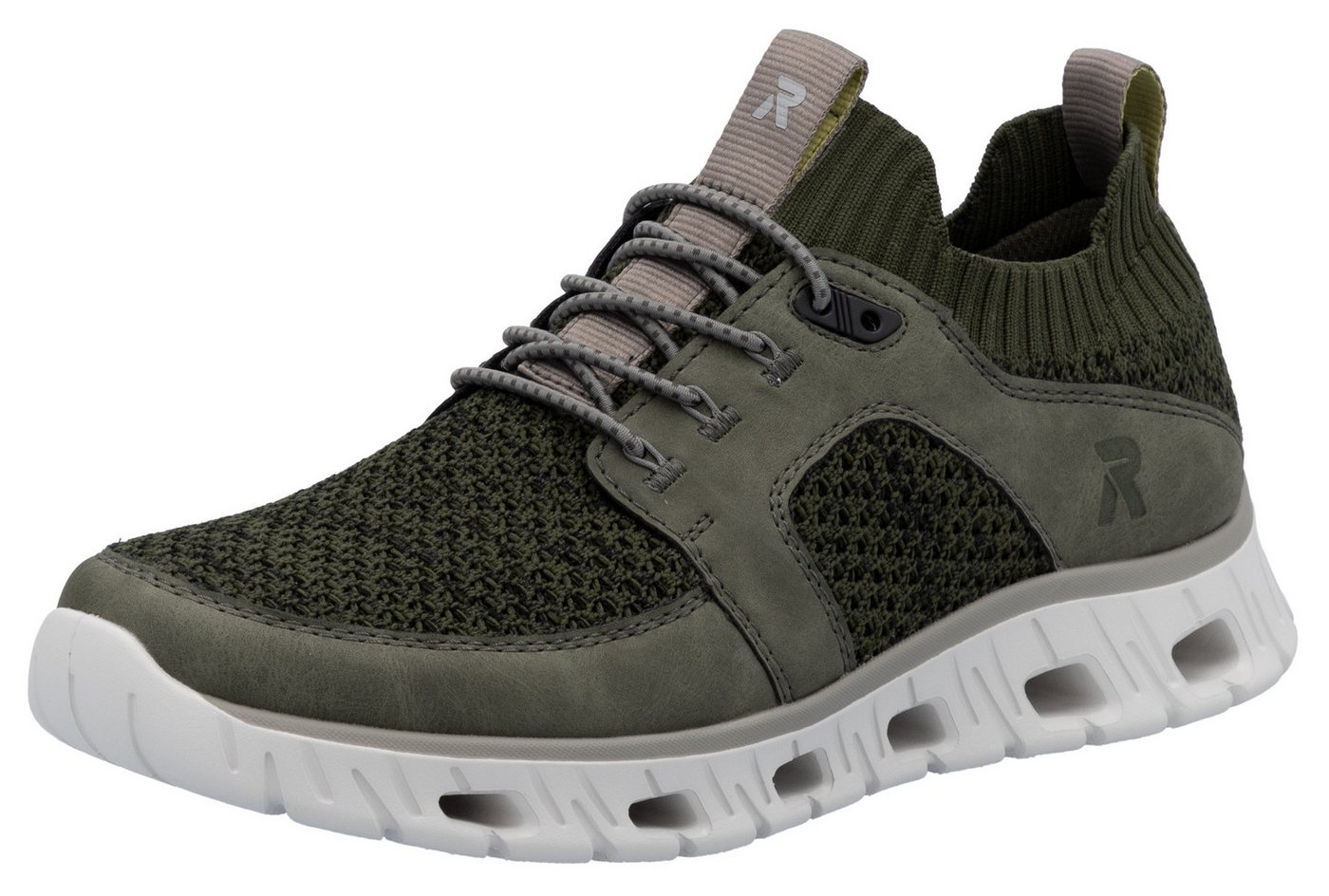 RIEKER Sport Slip-On Sneaker, Halbschuh, Freizeitschuh, Slipper mit modischer Laufsohle (grün)
