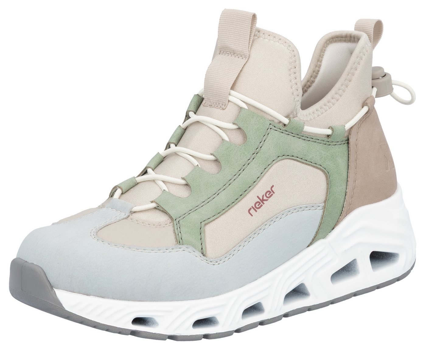 RIEKER Sport Slip-On Sneaker High Top Sneaker, Schlupfschuh mit Schnellverschluss hinten (pastellfarben)