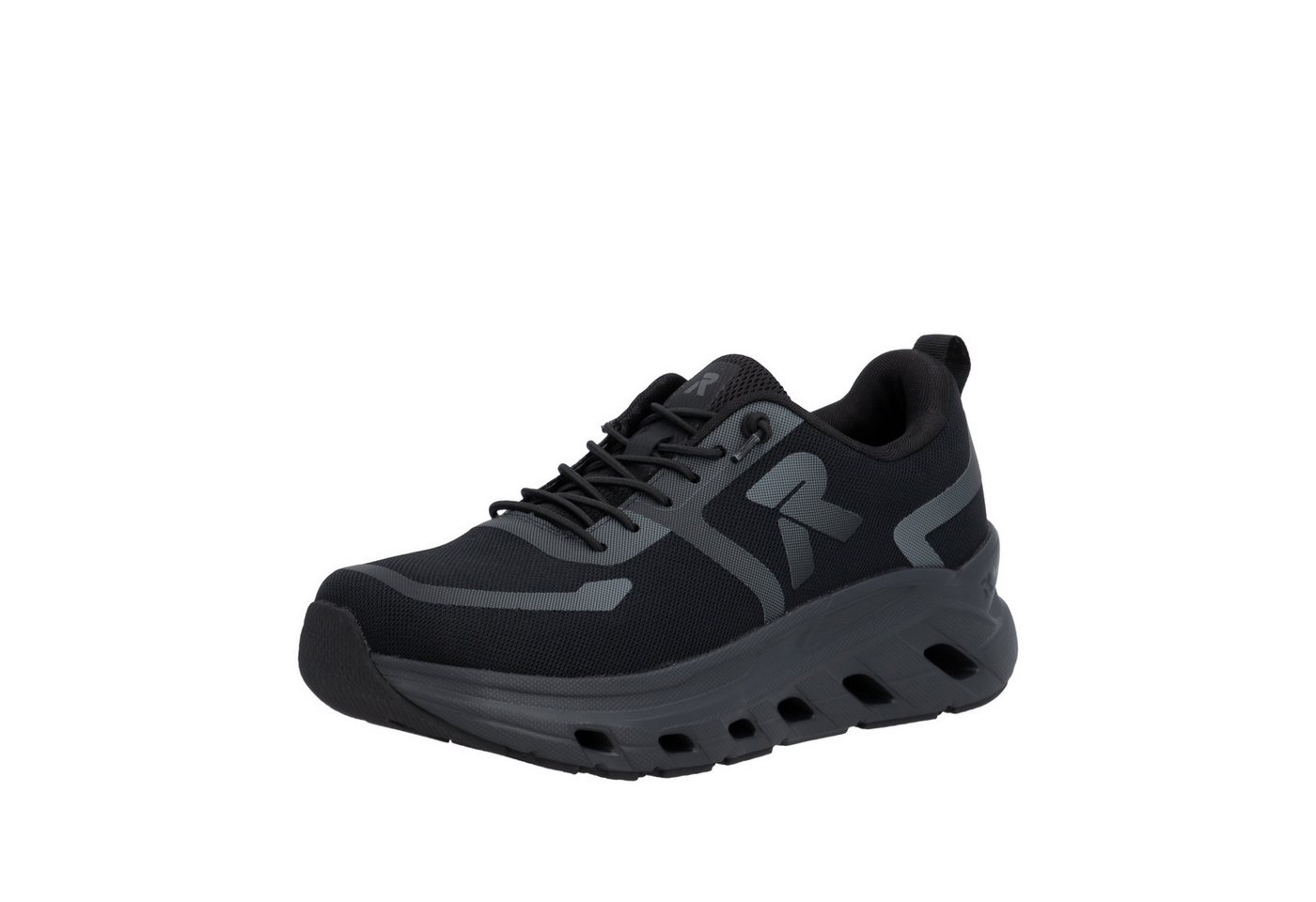 Rieker Sport Slip-On Sneaker Sportschuh, Freizeitsneaker, Halbschuh zum Schlupfen (schwarz)