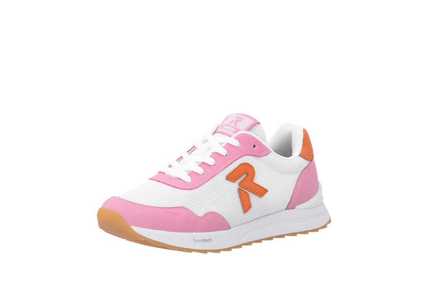 Rieker Sport Sneaker Schnürschuh, Halbschuh, Freizeitsneaker mit leichter Laufsohle (orange/rosa/weiß)