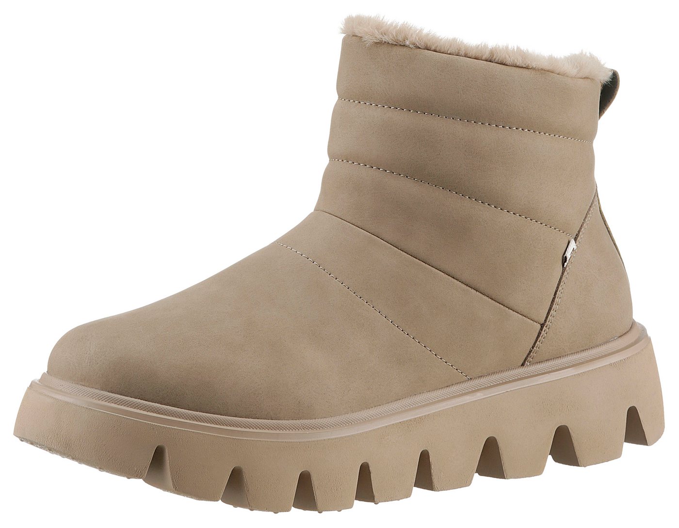 RIEKER Sport Winterboots Schlupfboots, Stiefelette mit herausnehmbarer Soft-Einlage (beige)