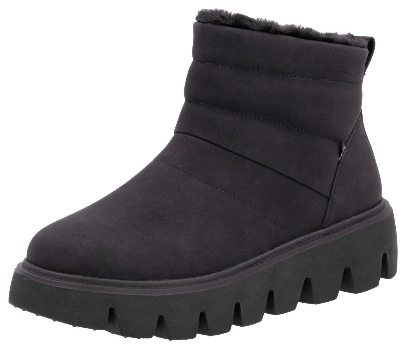 RIEKER Sport Winterboots Schlupfboots, Stiefelette mit herausnehmbarer Soft-Einlage (schwarz)
