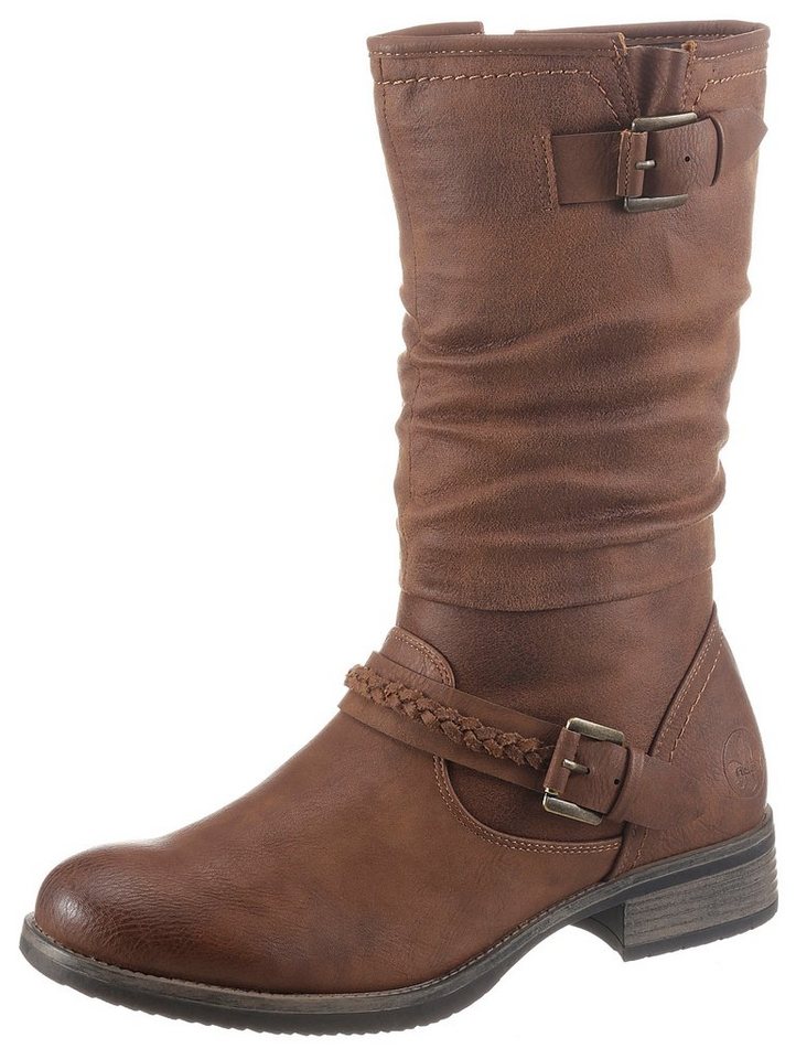 Rieker Stiefel, Boots, Winterboots, Blockabsatz mit gerafftem slouchy-Schaft