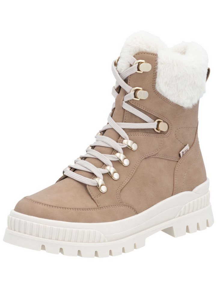 Rieker Stiefelette Glattleder Schnürstiefelette (beige)