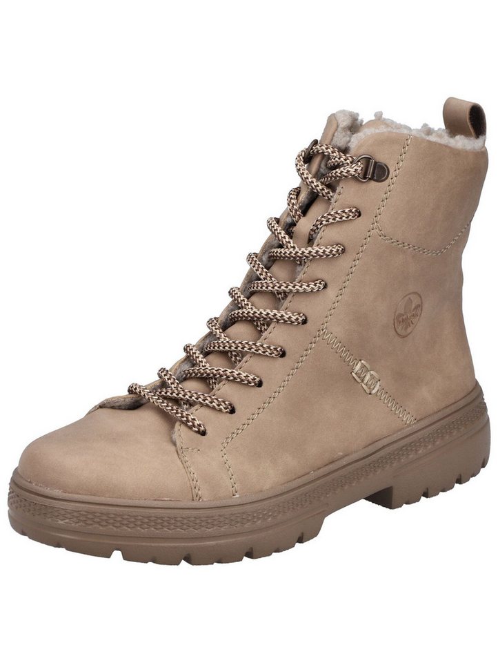 Rieker Stiefelette Lederimitat Schnürstiefelette (beige)