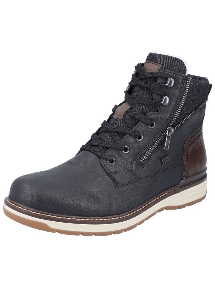 Rieker Stiefelette Lederimitat Schnürstiefelette (braun/schwarz)