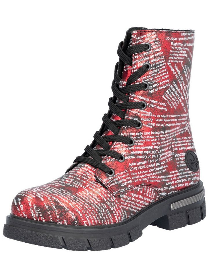 Rieker Stiefelette Lederimitat Schnürstiefelette (rot/schwarz)