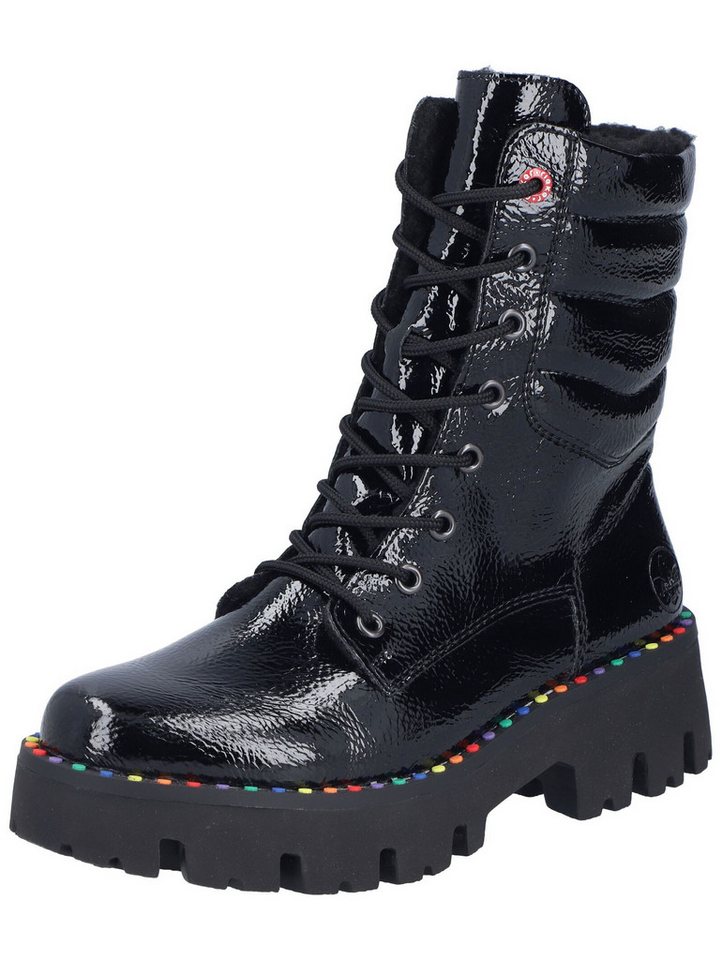 Rieker Stiefelette Lederimitat Schnürstiefelette (schwarz)