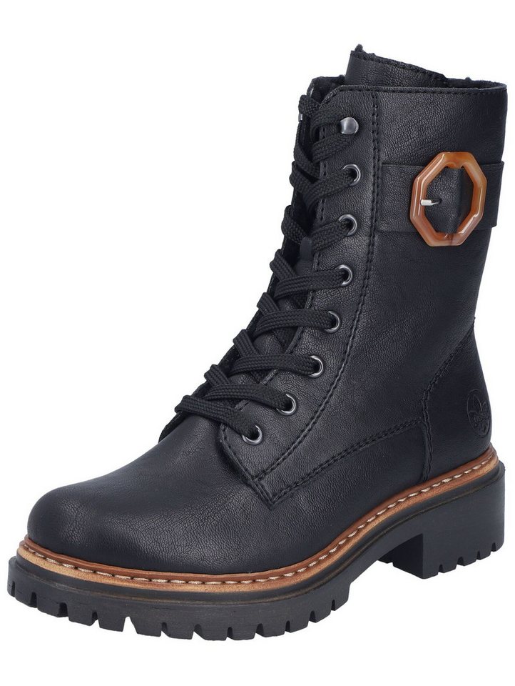 Rieker Stiefelette Lederimitat Schnürstiefelette (schwarz)