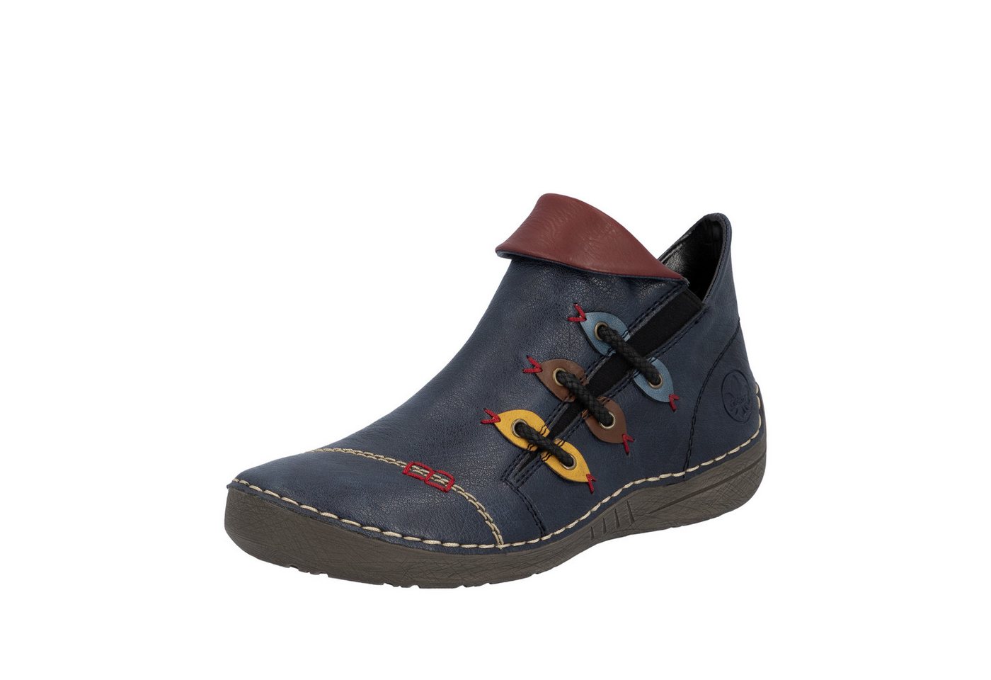 Rieker Stiefelette Schlupfboots, Slipper mit bunten Applikationen seitlich