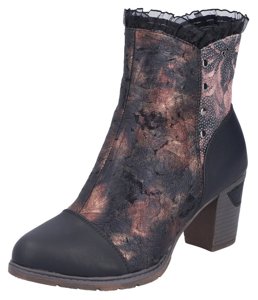 Rieker Stiefelette Trachtenstiefelette, Festtagsstiefelette, Blockabsatz, mit Warmfutter