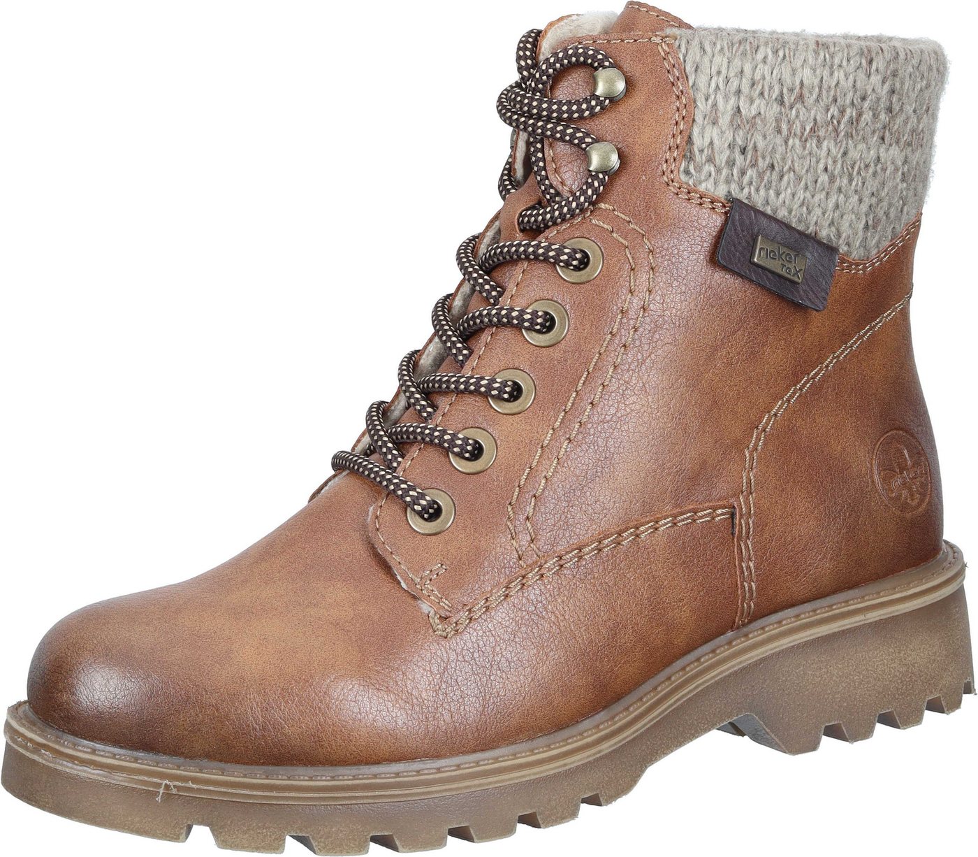Rieker Stiefeletten Schnürstiefelette aus strapazierfähigem Synthetik (braun)