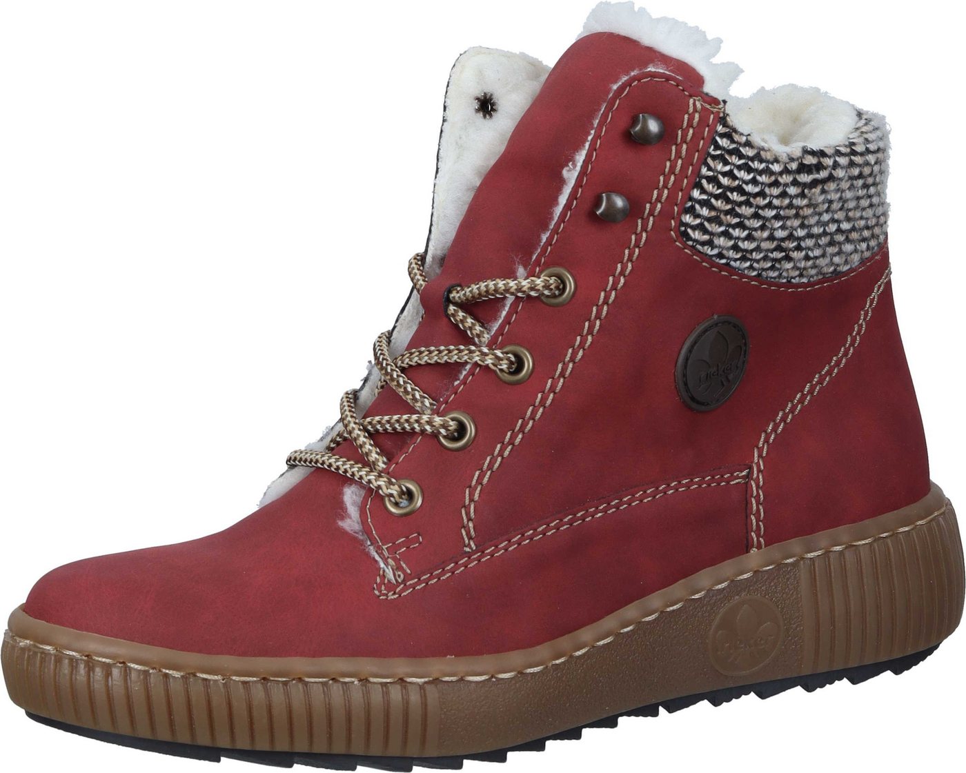 Rieker Stiefeletten Schnürstiefelette aus Textil (rot)