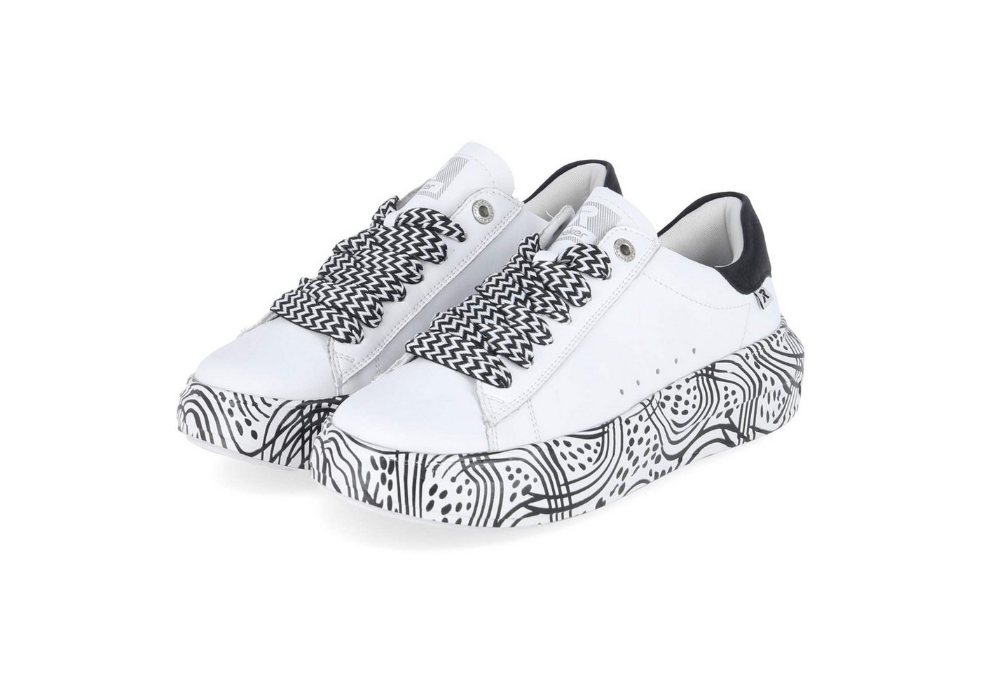 Rieker W1201-83 Damen Glattleder weiss Schnürschuh