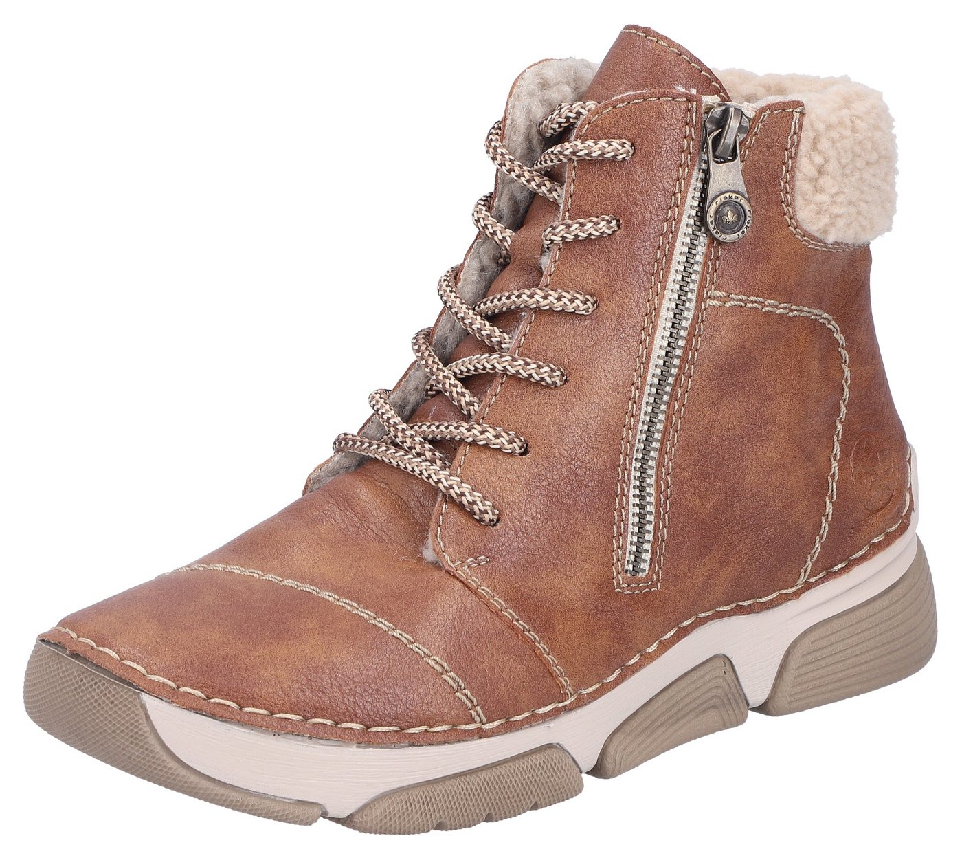 Rieker Winterboots Schnürboots, Stiefelette, Casual-Boots mit Reißverschluss außen