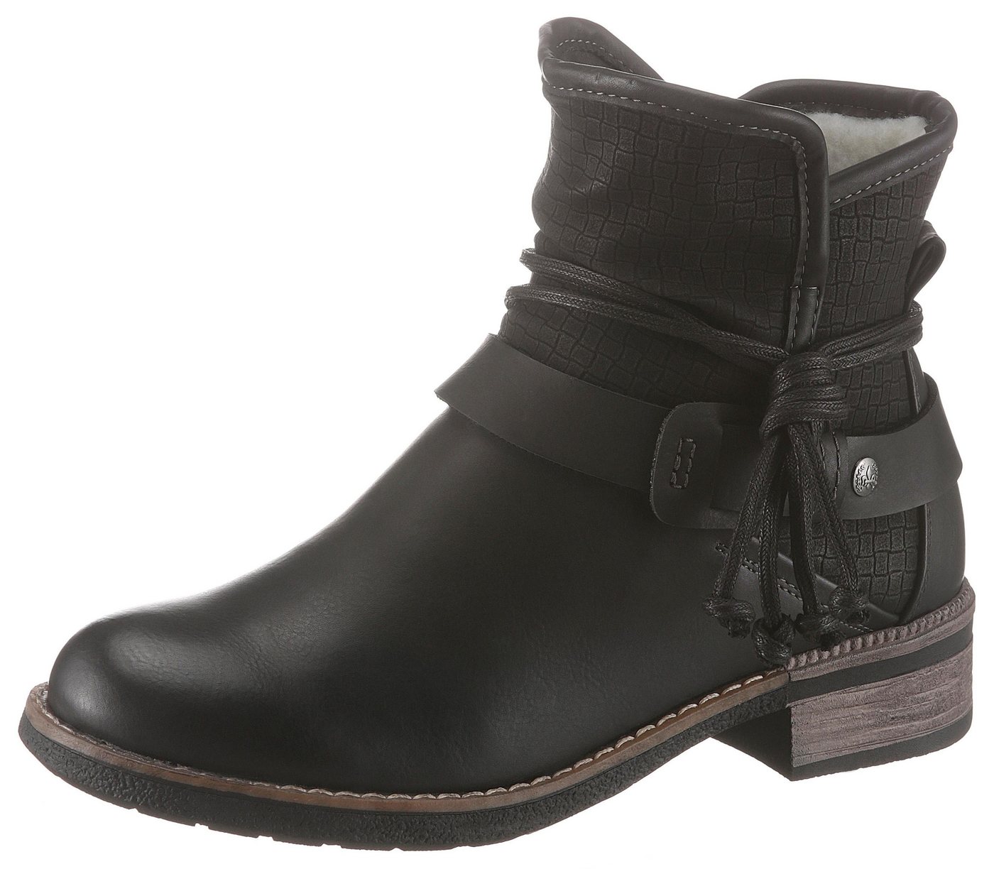 Rieker Winterboots, Winterstiefelette, Blockabsatz, Warmfutter, mit Zierbänder