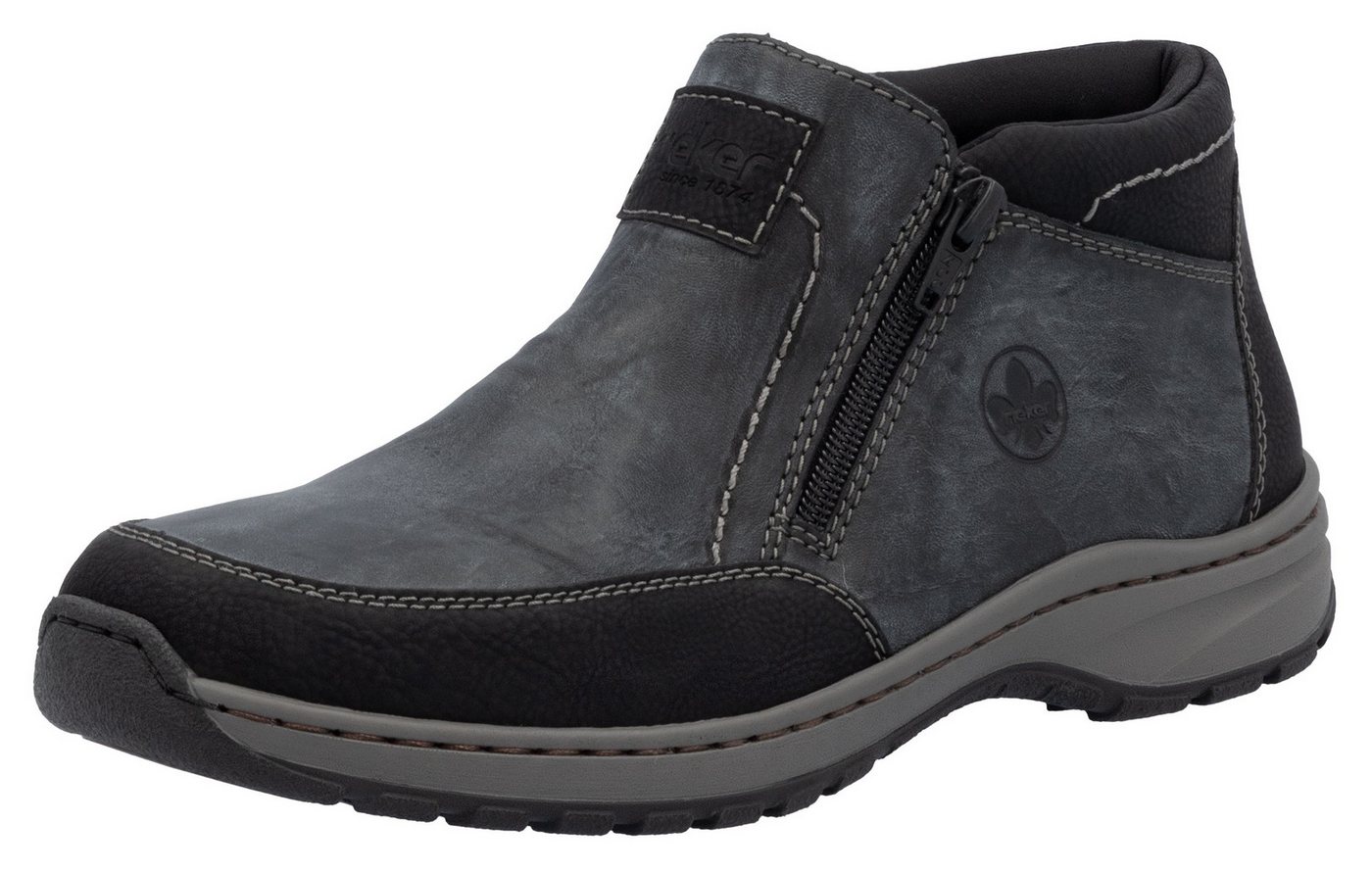 Rieker Winterboots, Winterstiefelette, Halbschuh mit beidseitigen Reißverschlüssen (grau/schwarz)