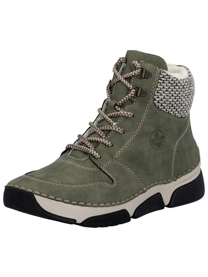 Rieker Stiefelette Lederimitat Schnürstiefelette (grün)