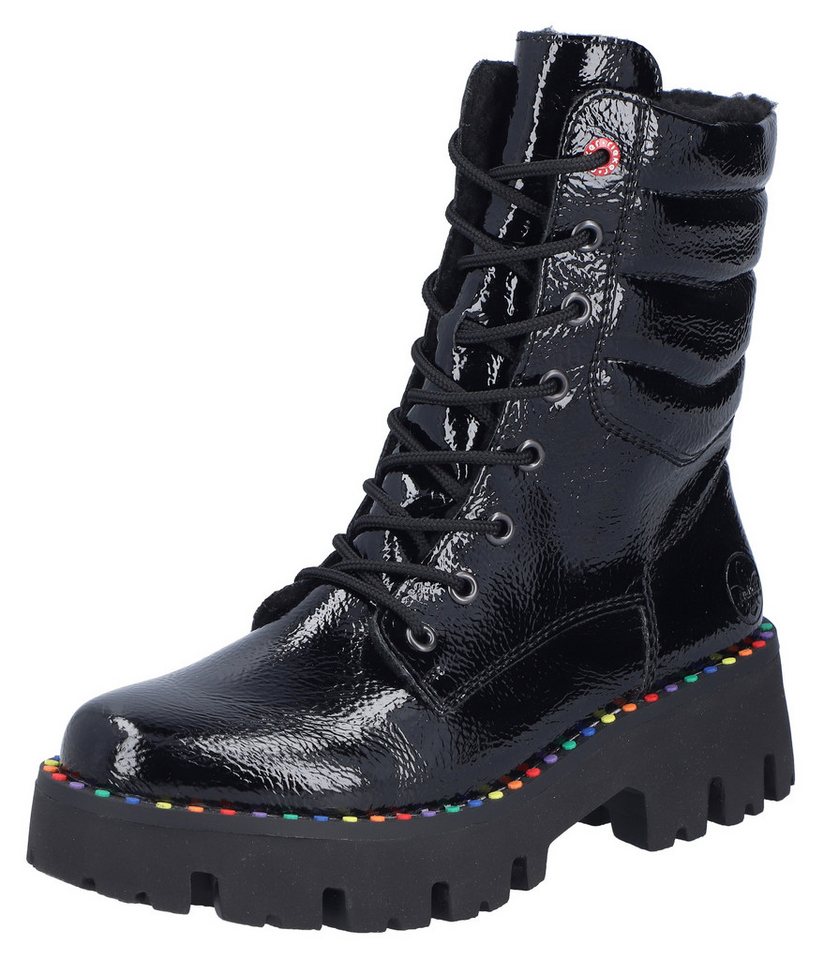 Rieker Winterstiefelette Plateauboots, Winterboots, Lackstiefelette mit Innen-Reißverschluss