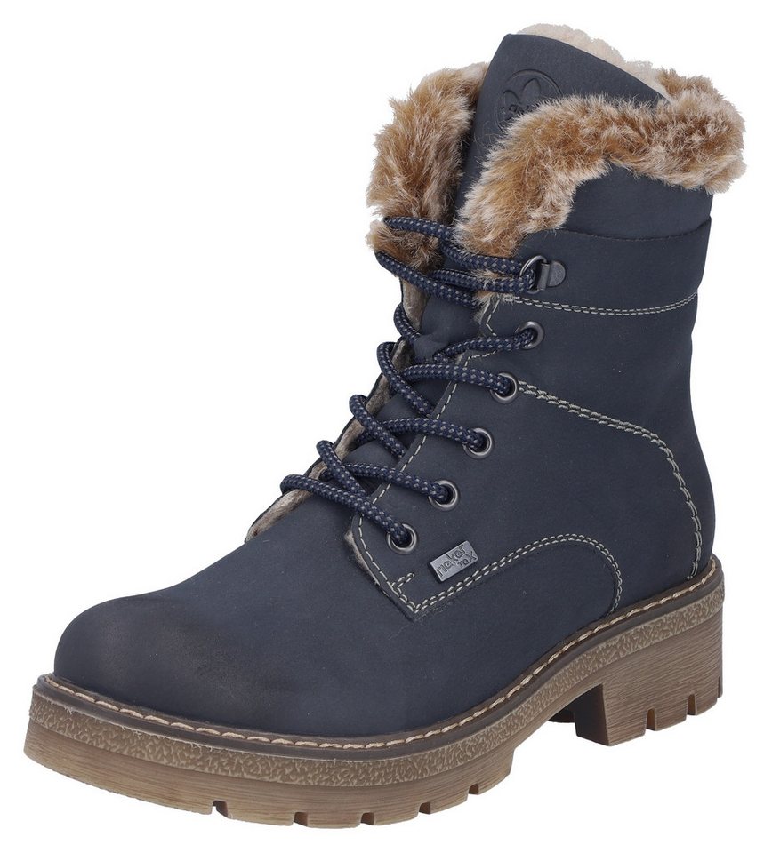 Rieker Winterstiefelette Schnürboots, Winterboots mit wasserabweisender riekerTEX-Membran (beige/blau)