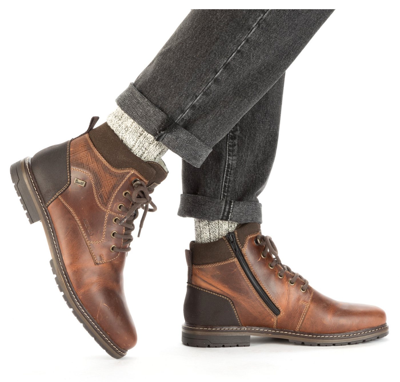 Rieker Winterstiefelette, Schnürstiefel, Business Schuh mit wasserabweisender TEX-Membran (braun)