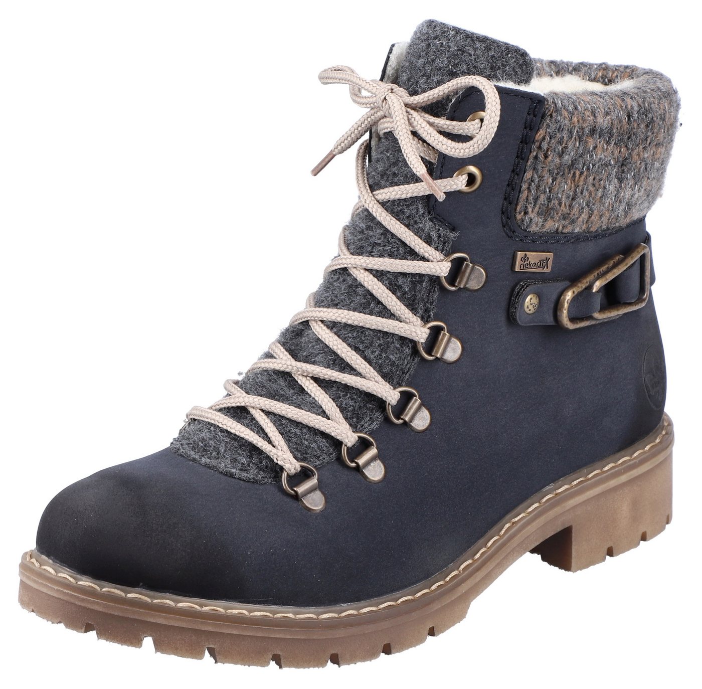 Rieker Winterstiefelette, Winterboots, Schnürboots mit Strickrand und Rieker-TEX