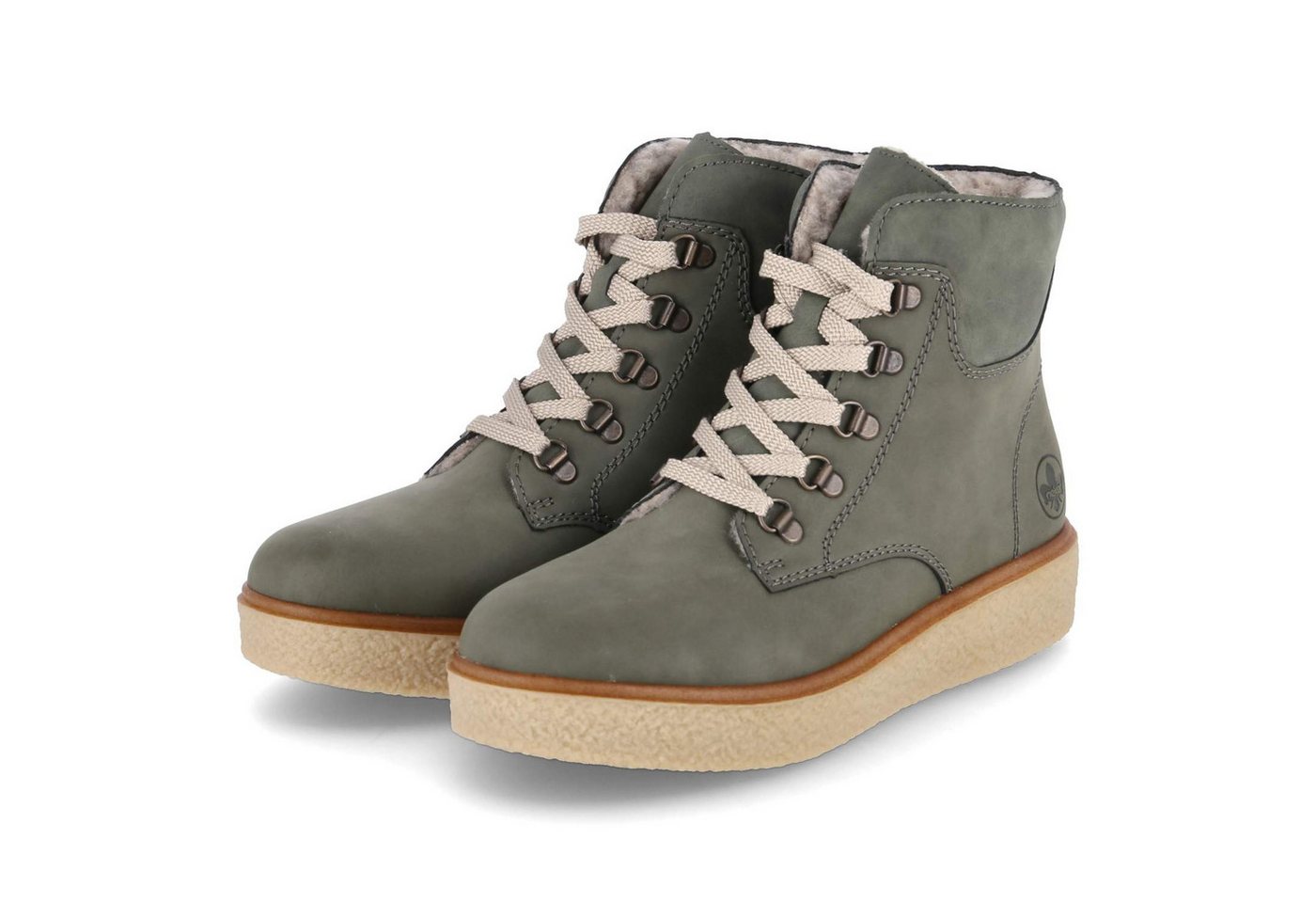 Rieker Y0033-54 Damen Leder und Synthetik gruen Winterstiefel