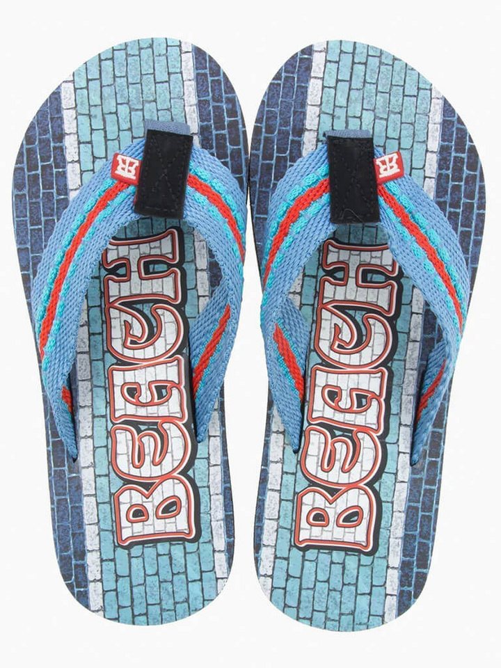 Robin Ruth FF-Kinder Zehentrenner Kinder Flip Flops mit weicher Sohle in verschiedenen Designs (blau/rot)