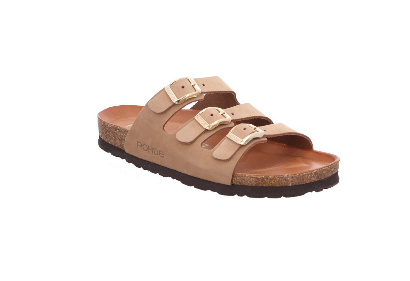 Rohde Alba Pantolette Sommerschuh, Hausschuh mit drei verstellbaren Schnallen (beige)