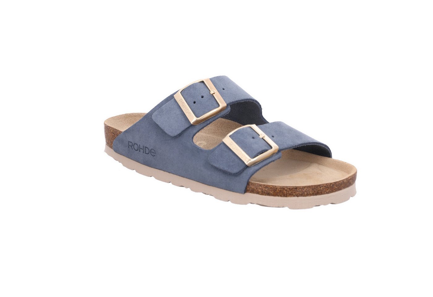 Rohde ALBA Pantolette Sommerschuh, Hausschuh, Zweischnaller, Strandschuh mit Softfußbett (blau)
