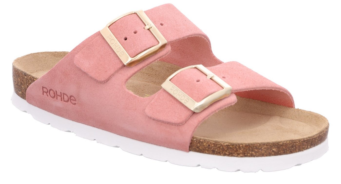 Rohde ALBA Pantolette Sommerschuh, Hausschuh, Zweischnaller, Strandschuh mit Softfußbett (rosa)
