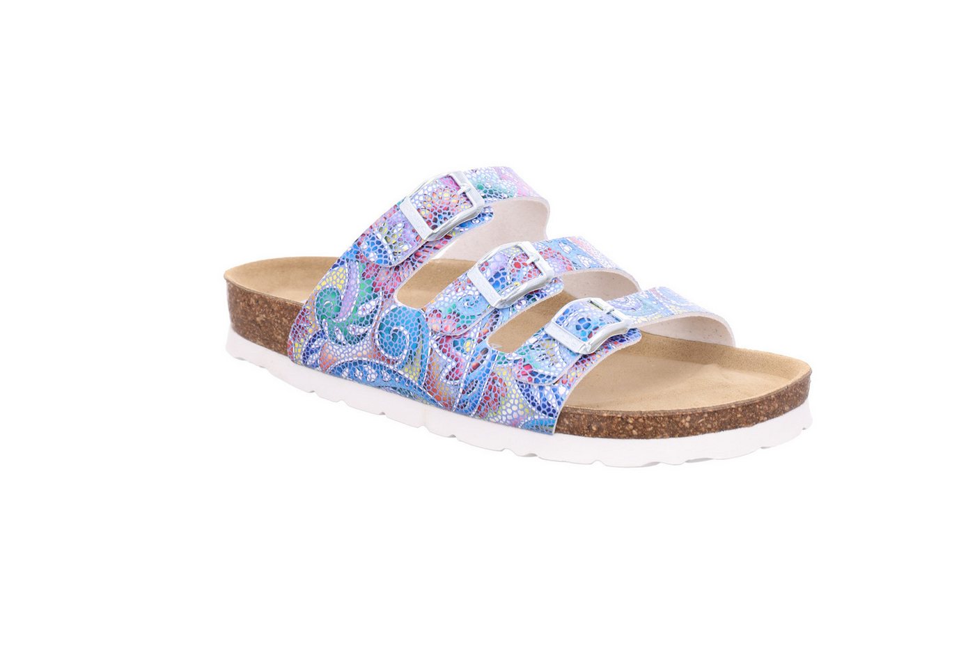 Rohde Alba Pantolette Sommerschuh, Hausschuh mit drei verstellbaren Schnallen (blau)