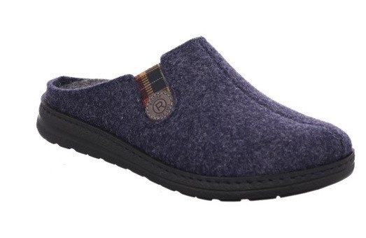 Rohde ASIAGO Pantoffel, Hausschuh, Clog, Schlappen mit seitlichem Stretch mit Label (blau)