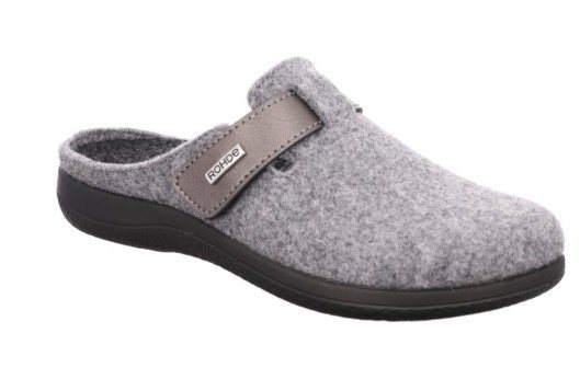 Rohde BARI Pantoffel Hausschuh, Clog mit Klettverschluss-Riemchen (grau)